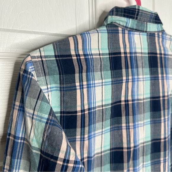 Old Navy Button-Up Shirt Plaid Blue and, Green, & Pink Size Extra Large - Picture 12 of 16